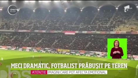 Scene șocante pe Arena Naţională! Fotbalistul Slavko Perovici a fost lovit în față de un adversar și a căzut secerat la pământ