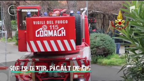 Șofer de TIR român, păcălit de GPS în Italia