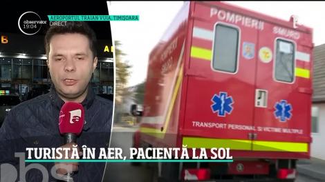 Femeie suspectă de coronavirus, luată cu ambulanța de pe aeroportul din Timișoara