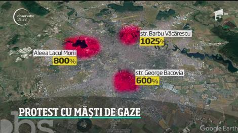 Protest cu măşti de gaze la Ministerul Mediului, după cel mai grav episod de poluare din Capitală