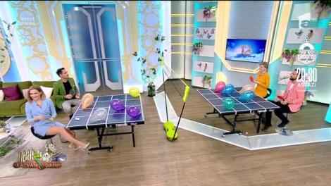 Camelia Bălțoi și Răzvan Simion versus Dani Oțil și Alexandra Tudor, tenis de masă cu baloane! S-a lăsat cu distracție! VIDEO