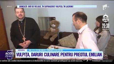 Vulpița și Viorel, daruri culinare pentru preotul Emilian Prodan