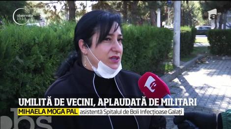 Umilită de vecini și alungată dintr-un magazin pentru că lucrează cu bolnavi de coronavirus, femeia a ajuns apoi să fie onorată de militari