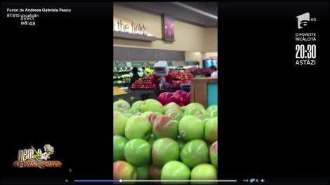 Mască de protecție împotriva COVID-19 sau cască de protecție împotriva nevestei? A ieșit cu monitorul pe cap, la cumpărături - VIDEO