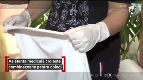 O asistentă de la Spitalul de Urgenţă Arad a început să croiască echipamente de protecţie în timpul liber
