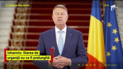 Președintele Iohannis anunță noi măsuri: Starea de urgență nu va fi prelungită