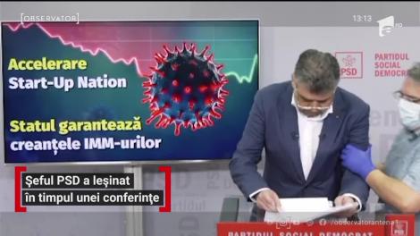 Preşedintele interimar al PSD, Marcel Ciolacu, a leşinat într-o conferinţă de presă