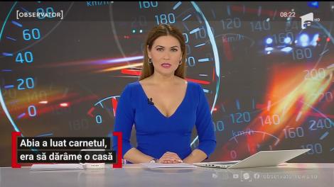 tânărul a ajuns la spital.  Abia a luat carnetul, dar era să dărâme o casă