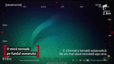 O misterioasă tornadă subacvatică s-a format în largul coastelor Australiei. O sondă fără pilot a surprins momentul de pe fundul mării