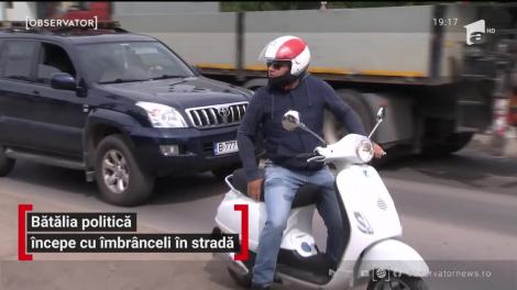 Bătălia pentru Primăria Capitalei începe cu îmbrânceli în stradă