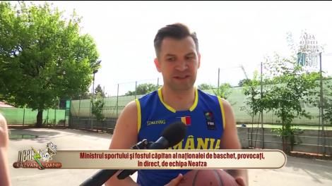 Meci demonstrativ de baschet, între ministrul sportului și fostul căpitan al naționalei | VIDEO