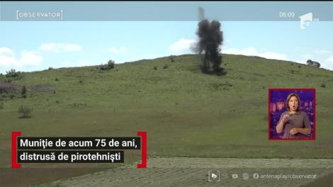 Zeci de proiectile, grenade şi cartuşe, provenite din cel de-al Doilea Război Mondial, au fost distruse printr-o explozie controlată, în Harghita