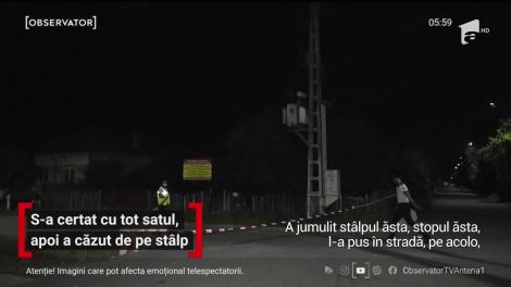Caz şocant într-o localitate din Dâmboviţa. După ce s-a certat cu tot satul, un bărbat s-a urcat pe un stâlp de pe care a căzut electrocutat