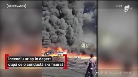 Incendiu violent în deşertul din Egipt. Flăcările şi fumul puternic se putea observa de la kilometri distanţă