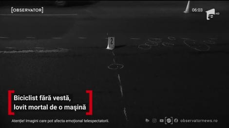 Biciclist fară vesta reflectorizantă, lovit mortal de o mașină