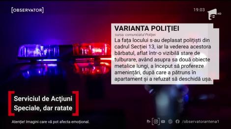 UPDATE! Gest extrem al unui tânăr cu probleme psihice din Bucureşti! Mascații au aruncat cu grenade cu gaz lacrimogen în el, dar nu l-au imobilizat