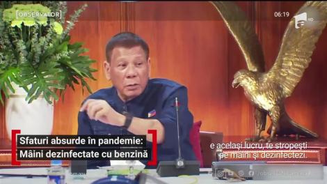 Preşedintele Filipinelor le-a recomandat cetăţenilor să-şi cureţe mâinile cu benzină sau motorină