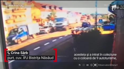Un cauciuc reşapat al unui camion pare să fi fost cauza unui carambol în care au fost implicate 10 maşini în Bistriţa