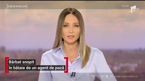 Bărbat snopit în bătaie de un agent de pază