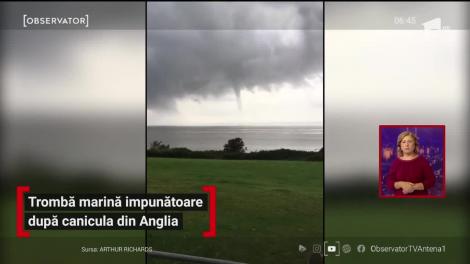 Trombă marină impunătoare după caniculă din Anglia