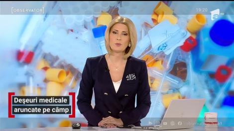 Deșeuri medicale aruncate pe un câmp de lângă Slatina