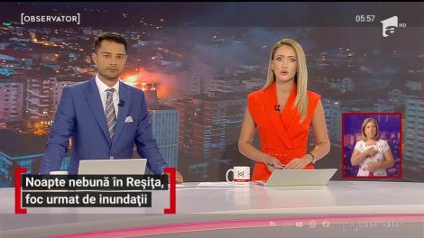 Noapte nebună în Reşiţa, incendiu urmat de inundații