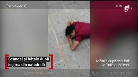Scandal și bătaie după ieșirea din catedrală, în Iași