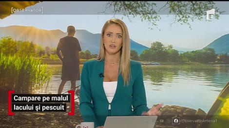 Campare pe malul lacului și pescuit. Sunt oameni cale aleg să meargă cu rulota sau cu cortul în Vama Buzăului