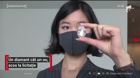 Un diamant cât un ou de găină va fi scos la licitaţie în Hong Kong