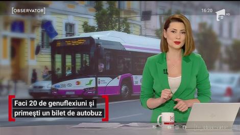 În Cluj-Napoca dacă faci 20 de genuflexiuni primești un bilet gratde autobuz