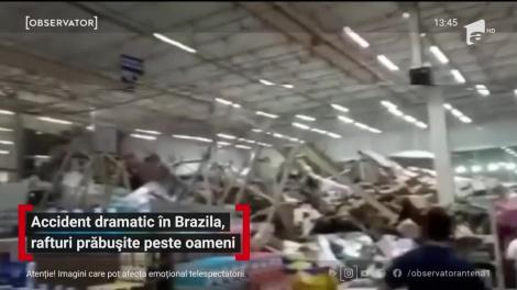 Accident dramatic într-un supermarket Brazilia, rafturi prăbușite peste oameni