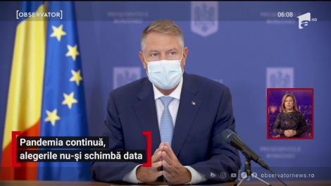 Pandemia continuă, alegerile nu-și schimbă data. Ce declarații a făcut președintele României
