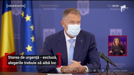 Klaus Iohannis exclude starea de urgență. Alegerile trebuie să aibă loc