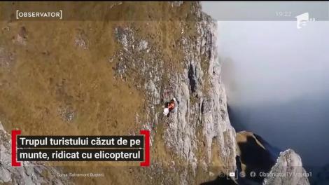 Trupul turistului căzut de pe munte, ridicat cu elicopterul