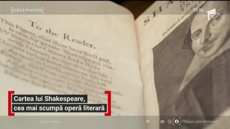 O carte scrisă de William Shakespeare a devenit cea mai scumpă operă literară vândută vreodată