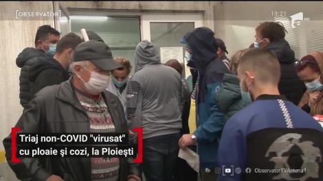 Triaj non- COVID virusat cu ploaie și cozi, la Ploiești