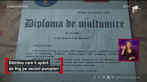 Tanti Floarea a împletit 40 de perechi de ciorapi de lână pentru pompieri: „Am vrut să le apăr picioarele de frig”