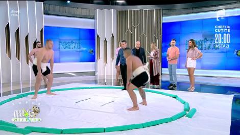 Super demonstrație de sumo, în direct, la Neatza de Weekend