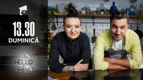 Roxana Blenche şi medicul Mihail Pautov prepară garnitura de murături pentru "Somonul în crustă de măsline"