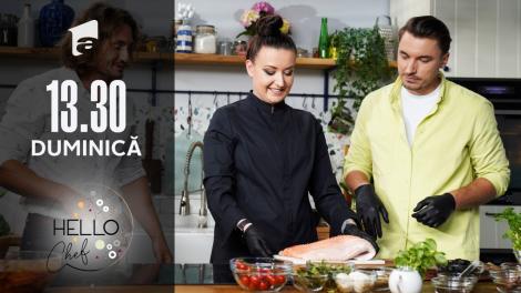 Roxana Blenche şi medicul Mihail Pautov prepară o reţetă de "Somon în crustă de măsline"