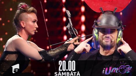 iUmor Sezonul 11, 13 noiembrie 2021. Mihai Bendeac, lovit cu o săgeată în zona capului! Sara Twister, număr periculos