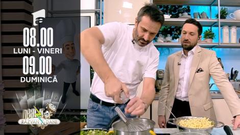 Super Neatza, 1 martie 2022. Rețeta lui chef Nicolai Tand:  macaroane cu brânza și mazăre cu broccoli și salmon