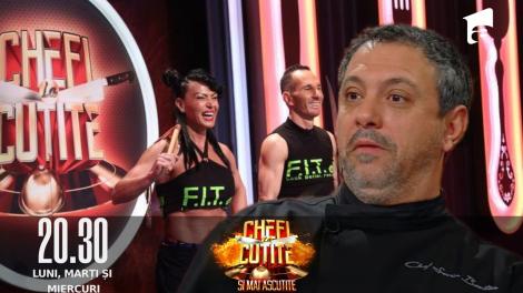 Chefi la Cuțite, sezonul 10, 26 septembrie 2022. Mariana și Ionuț Pârju au venit în fața juraților cu o sabie și un baston