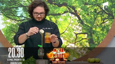 Chefi la Cuțite, sezonul 10, 4 octombrie 2022. Chef Florin Dumitrescu gătește pește cu piure de conopidă, sfeclă și spanac by Dumitrescu