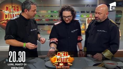 Chefi la cuțite | Sezonul 10, 24 octombrie. Motivul pentru care Chef Dumitrescu și chef Bontea au refuzat să guste din farfuria lui chef Scărlătescu!