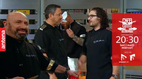 Chefi la cuțite | Sezonul 10, 8 noiembrie 2022. Chefii Florin Dumitrescu și Sorin Bontea, puși să cânte un refren de amuleta lui Cătălin Scărlătescu