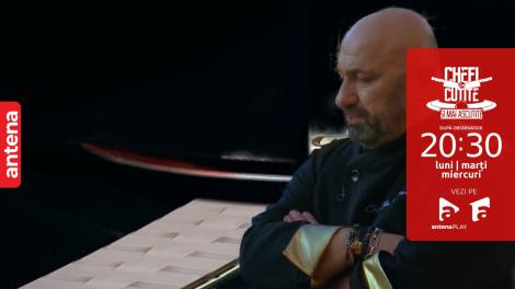 Chefi la cuțite | Sezonul 10, 9 noiembrie 2022. Chef Cătălin Scărlătescu a părăsit platoul show-ului înainte ca banda să aducă verdictul final