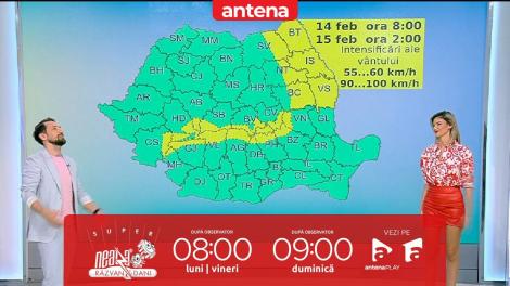 Super Neatza, 13 februarie 2023. Vremea cu Ramona Olaru: Cod galben de intensificări ale vântului