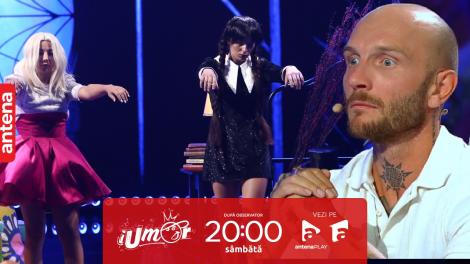 iUmor sezonul 15, 7 octombrie 2023. Ruxandra și Roxana, parodie inspirată din filmul „Wednesday”! S-au luat la bătaie pe scenă!