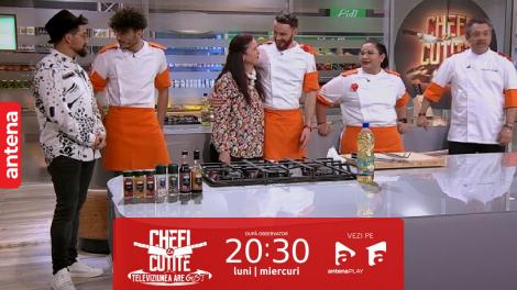 Chefi la cuțite | Sezonul 12, 17 octombrie 2023. Valentin, cuțitul de aur din echipa portocalie, a rămas blocat când a aflat alături de cine o să gătească